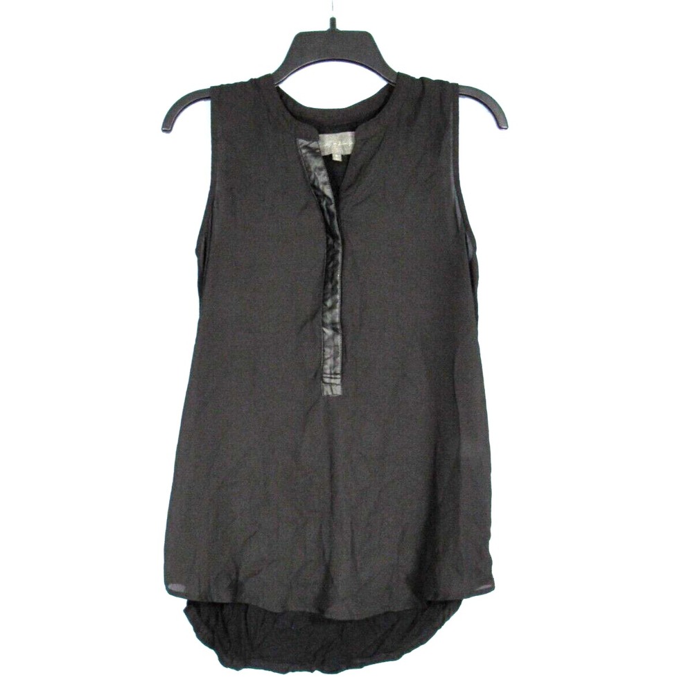 SUNDAY IN BROOKLYN Anthropologie BLACK Chiffon Front & Knit Back TANK TOP Sz XS